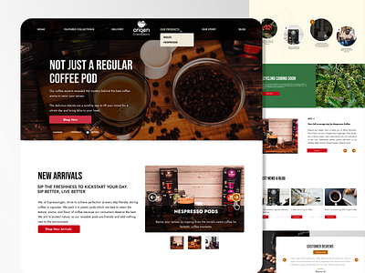 Coffee Capsule Shopify Website branding cafe capsule coffee coffee coffeeshop design drinks ecommerce figma graphic design interface landing page shop shopify tea ui ui design ux web design website