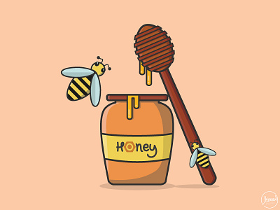 Flat Honey Bee bee flat honey illustration illustrator minimalist vianneyparisot