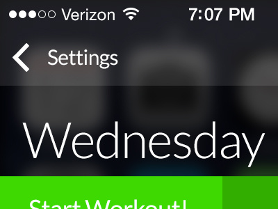 Wednesday 7 app arrow green gym ios iphone settings ui