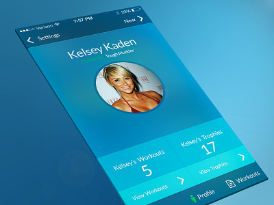 Profile app blue clean elegant fitness gym icons iphone simple