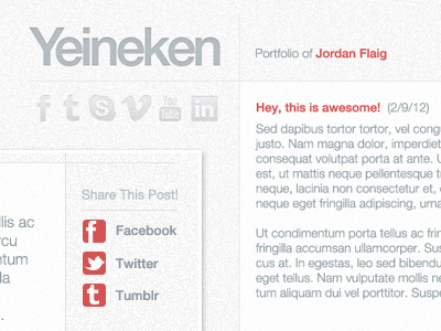 Yeineken (Blog) blog facebook portfolio skype social space tumblr twitter vimeo white white space you tube