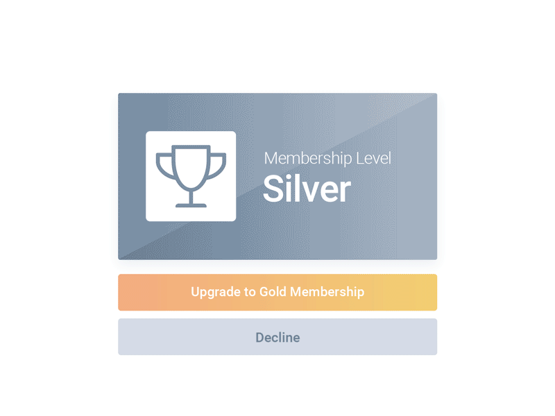 Membership Upgrade animation donation donations gold level membership platform revv saas silver software ui upgrade ux