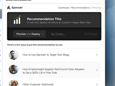 Recommendations Email dark deploy email icon linen notification pending preview recommendation traffic