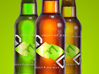 Bottled :) 3d beer bottle flag green logo water wave