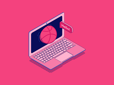 Hello Dribbble! flat illustration isometric illustration isometry minimal vector web