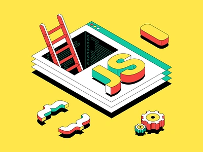 Fullstack JavaScript developer app developer flat fullstack illustration isometric isometric illustration isometry javascript minimal vector web