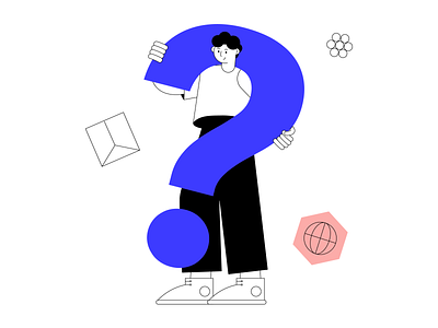 Question character black black and white blue character flat illustration man minimal minimalism people question vector web