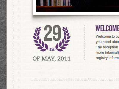 Date Graphic for Wedding Homepage