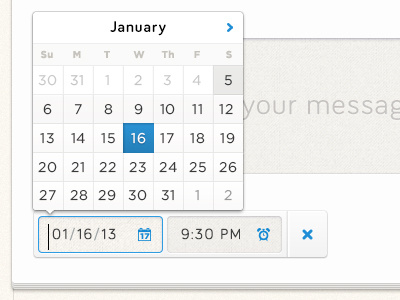 Date Scheduler calendar date down drop drop down message schedule ui