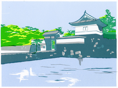 Imperial Palace Screen Print illustration japan screen print screenprint silkscreen