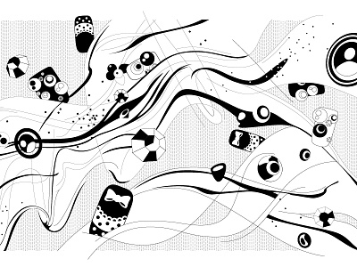 Smoke & Nails black white illustration jewels lines smoke vector