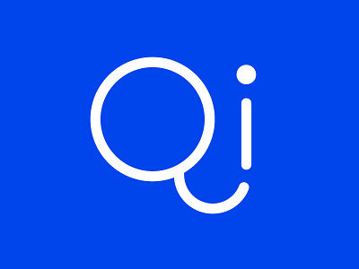 "Qi" Direction 3 - Logo blue branding identity lettering logo
