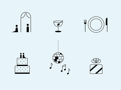 Wedding Icons iconography icons illustration line minimal simple wedding
