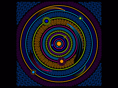 Solar System Mandala illustration psychedelic trasherua vector