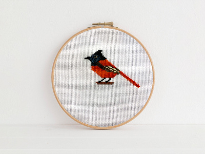 Cross Stitch Flycatcher bird cross stitch embroidery flycatcher hand skills