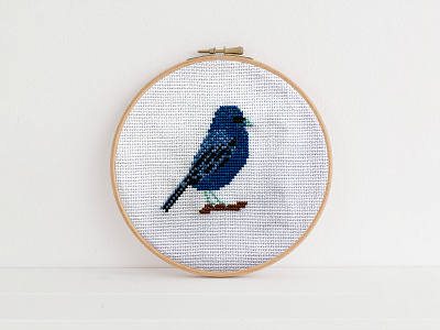 Cross Stitch Blue bunting bird blue bunting cross stitch embroidery hand skills
