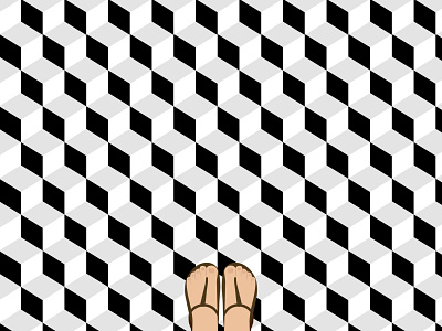 Optical Illusion Tiles blackandwhite floor tiles graphic design illustration
