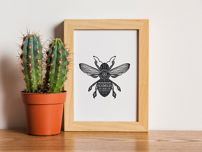 Bug Illustration - Bee bee blackandwhite graphic design hand skills illustraion illustration
