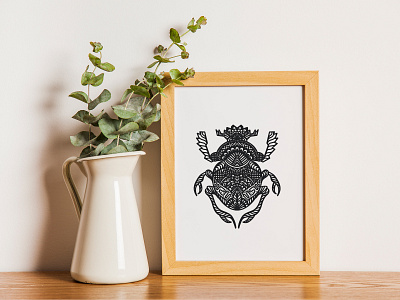 Bug Illustration - Scarab Beetle beetle blackandwhite graphic design hand skills illustration scarab beetle