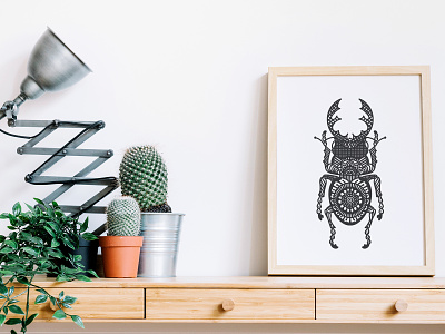 Bug Illustration - Stag Beetle beetle blackandwhite hand skills illustration stag beetle