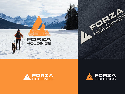 Holding company logotype brand branding design f logo holding identity logo logotype mountains snow triangle vector