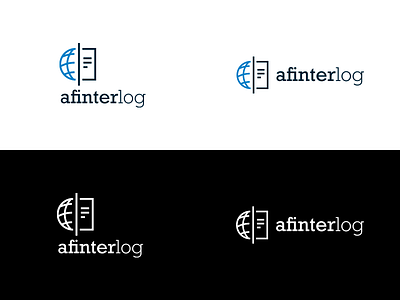 Afinterlog — Versions blue globe identity logistics logo paper