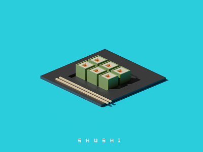 Shushi 3d blender food graphic design practice shushi ui
