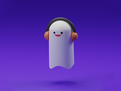 Cute Ghost blender design flat ghost icon illustration minimal music ui