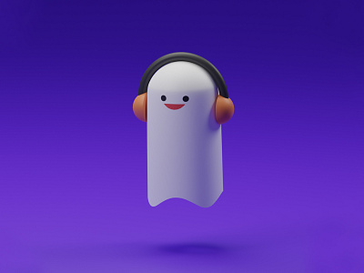 Cute Ghost blender design flat ghost icon illustration minimal music ui
