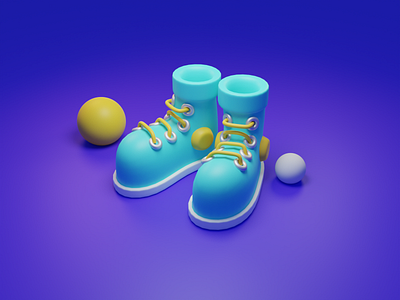 Sneakers 3d blender design flat icon illustration minimal sneakers