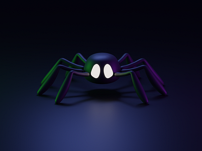 Spooky Cute Spider 3d blender character design flat icon illustration minimal spider