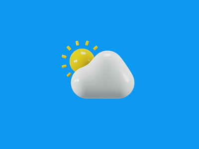 Cloudy Icon branding cloudy design flat icon icons illustration minimal sun ui
