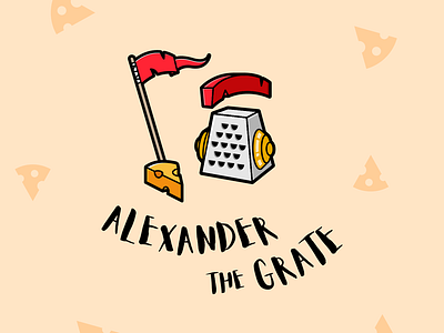 Alexander The Grate cheese gladiator illustration logo toon