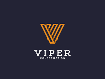 Viper Construction Logo construction logo industrial minimal monogram monogram letter mark orange snake v v logo viper