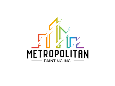 Metropolitan Painting Inc. blue colorful green indigo line art logo minimal orange paint paint brush rainbow red violet yellow