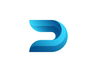 D Wave Logo blue clean creative d logo gradient gradient design logo modern monogram monogram letter mark surf wave