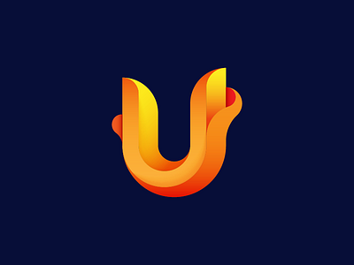 Uflame fire flame flame logo flat gradient letter u logo monogram orage red yellow