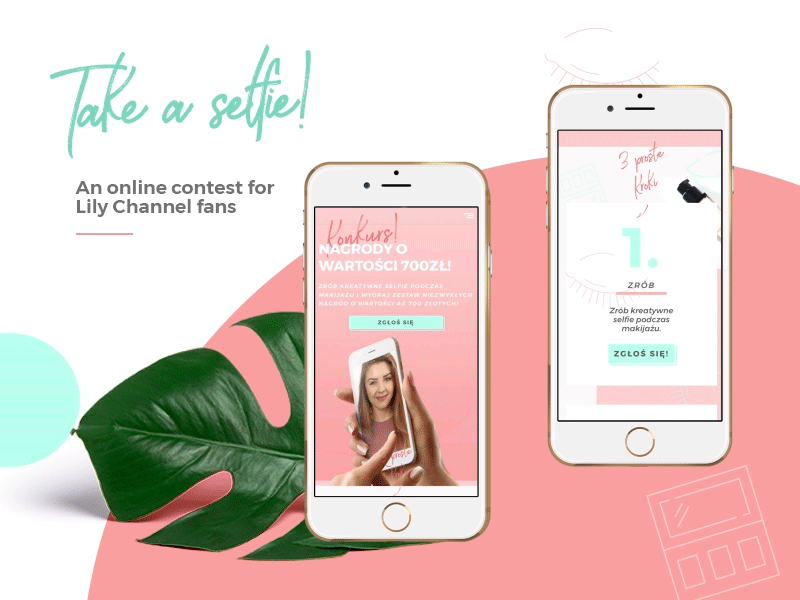 Take a selfie - an online contest for Lily Channel fans animations contest design gif landing page marketing online marketing ui