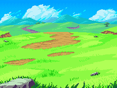 Sunny Hills Battle Background art asset background hills indie game pixel pixel art video game