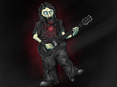Zombie guitarist - Character design cartoon character dead design graphic guitar guitarist illustration necklace photoshop withcer zombie