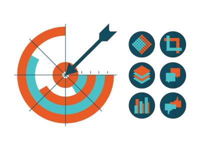 METRICS arrow decision graph icons metrics statistic target