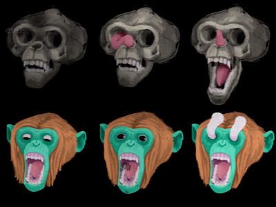 5 Second Project animation monkey scull tongue