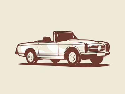 Mercedes Bens 280SL design drawing illustration vector