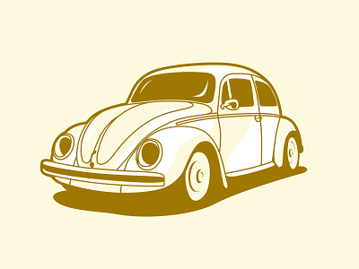 VW Beetle car design drawing illustration vector vintage