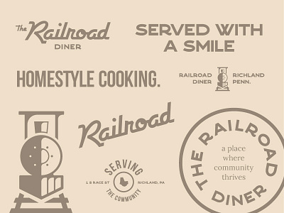 The Railroad Diner branding icon identity logo restaurant typography wordmark