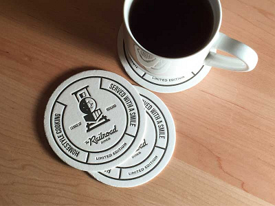 Railroad Diner Coasters brand swag branding coaster coffee identity letterpress logo restaurant