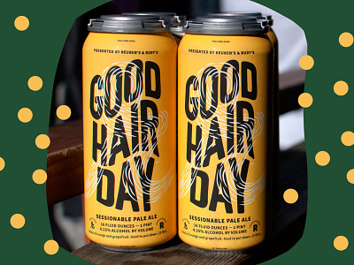 Reuben's × Rudy's Collab - Good Hair Day Beer beer branding collab design hair illustration packaging