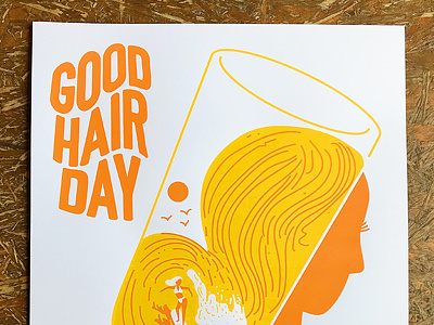 Good Hair Day Poster for Rudy's × Reuben's beer event poster hair illustration poster screen printed surfing