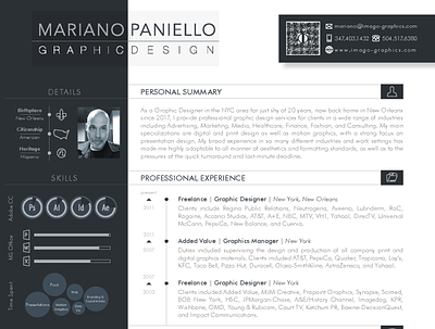 Mariano Paniello | Resume 2020 document design graphic design page formatting page layout print design resume