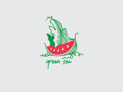 Green sea design icon logo